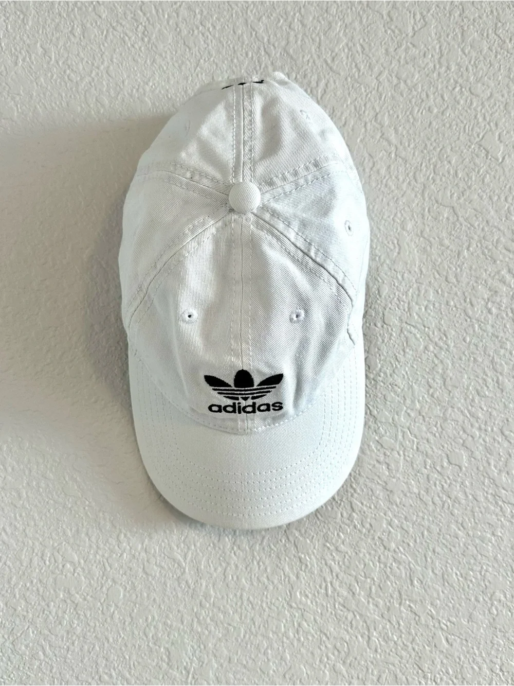 adidas Kids White Cap with Black Trefoil